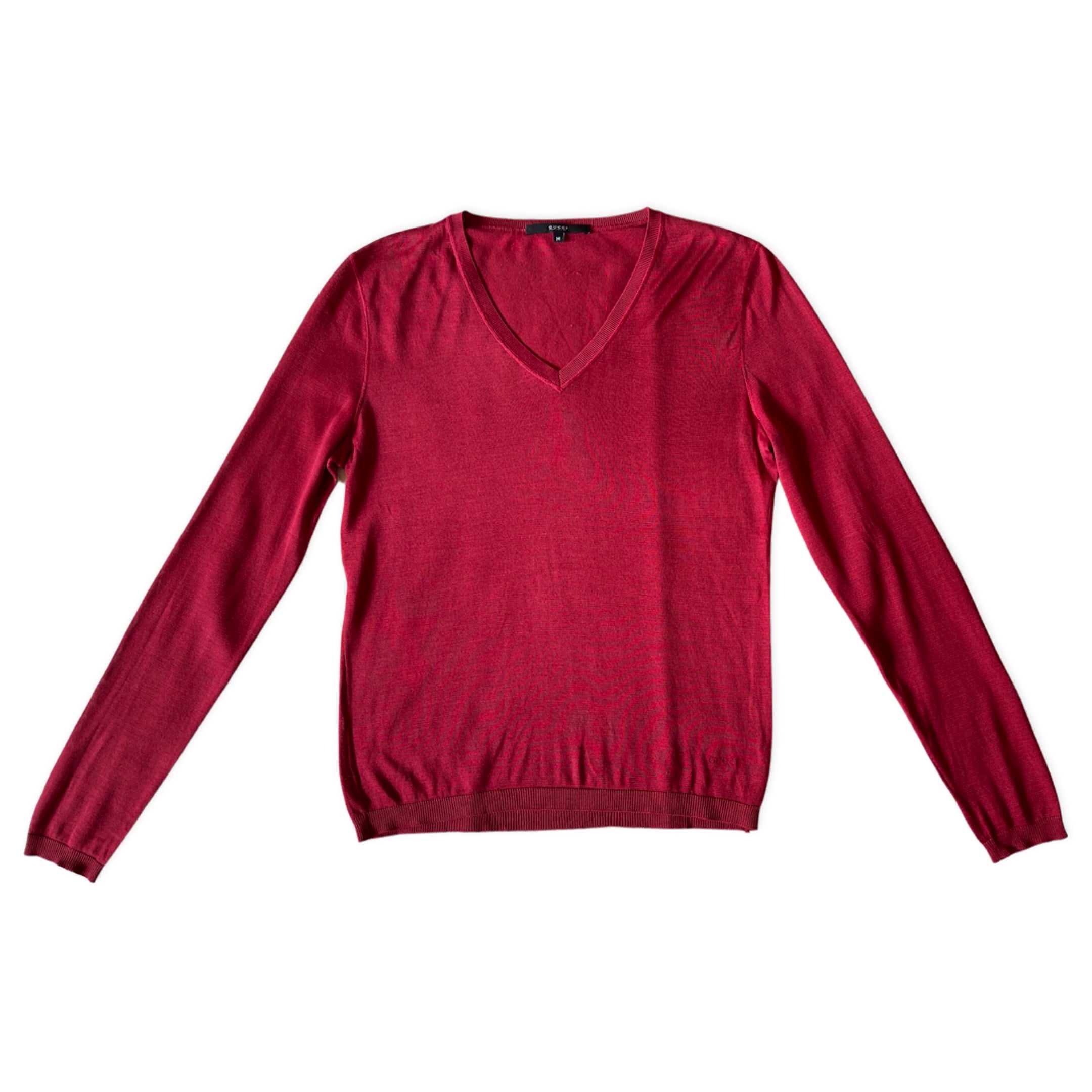 image of Gucci red v-neck silk top