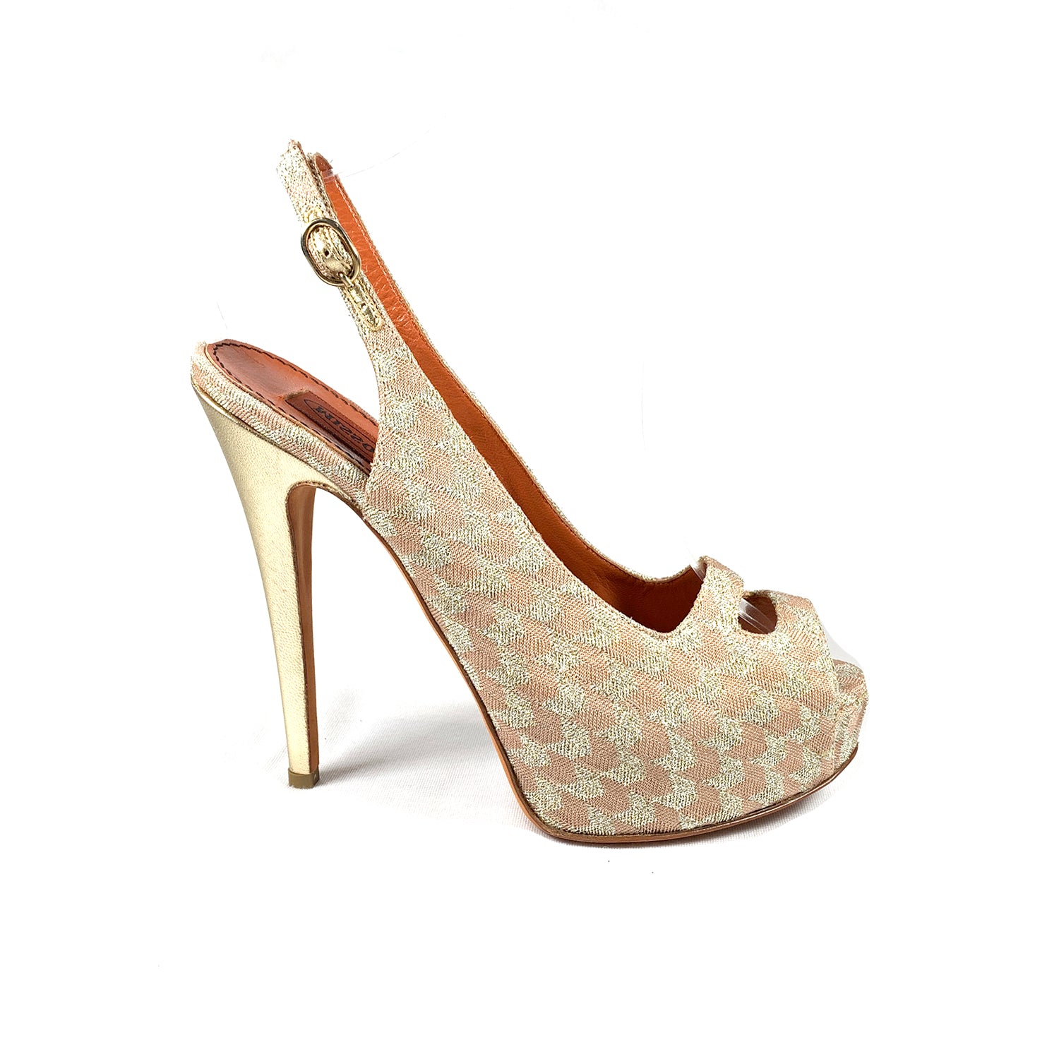 image of Missoni gold metallic platform heels