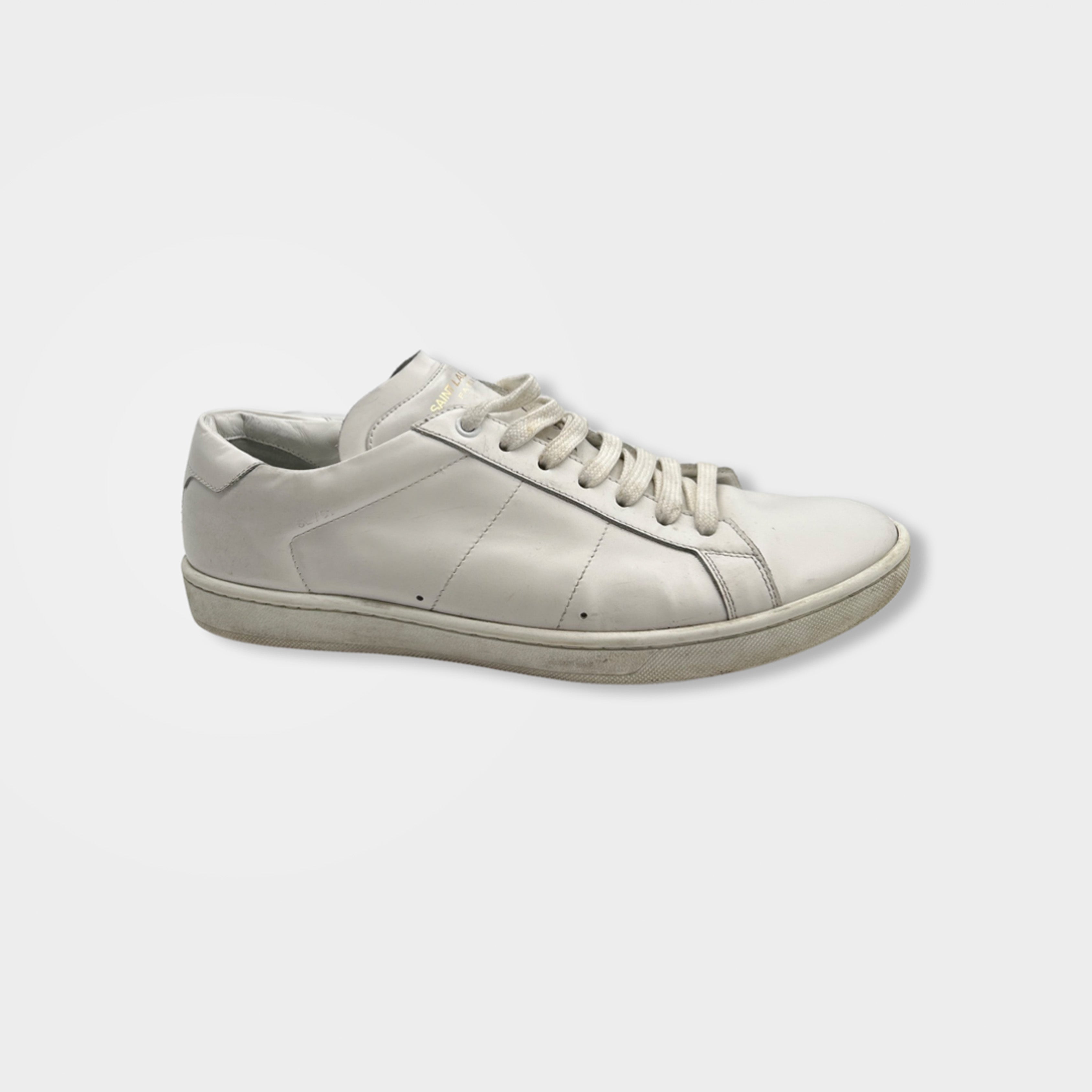 image of SAINT LAURENT white leather trainers