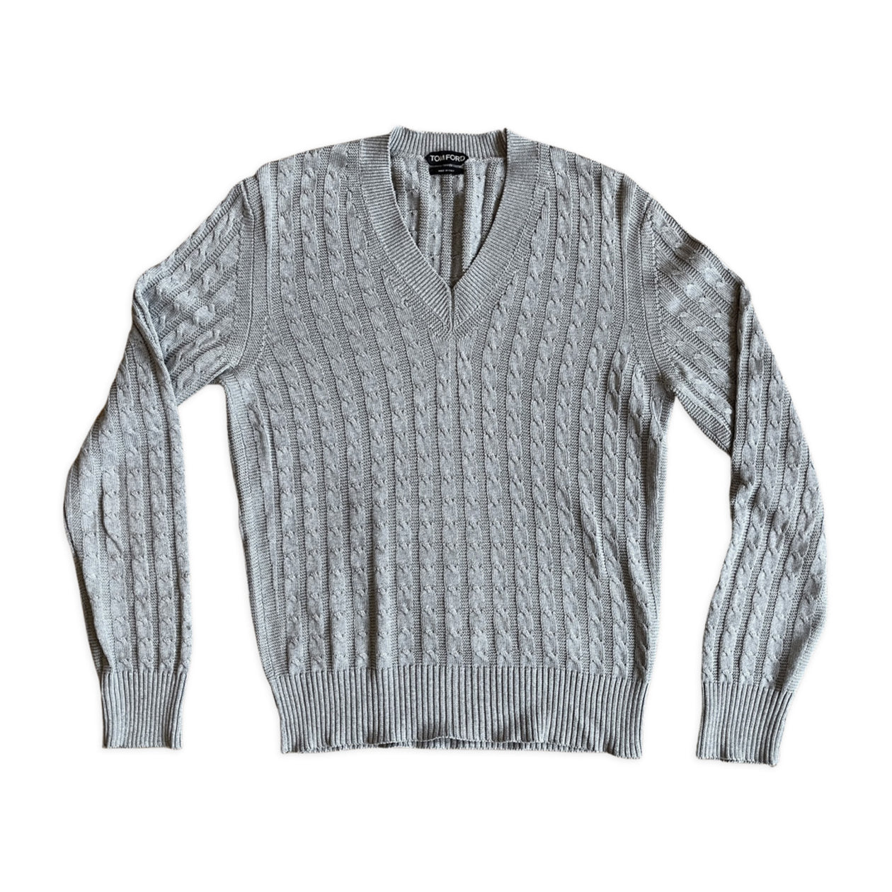 Tom Ford grey cotton cable knit jumper – Loop Generation