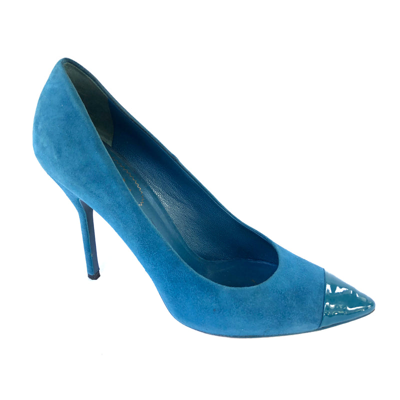 ysl blue heels