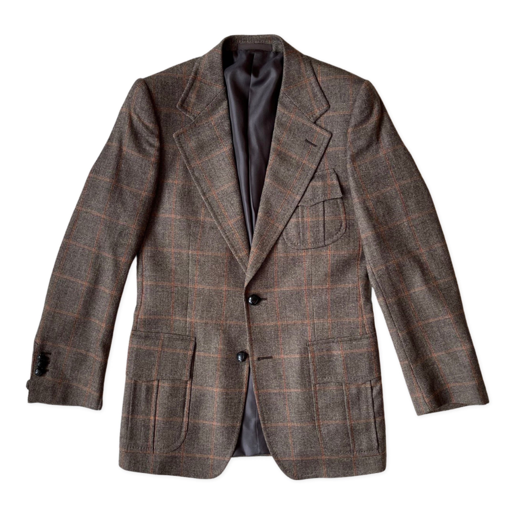 image of Yves Saint Laurent brown check cashmere jacket