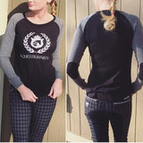 Equestrian Elbow Patch Long Sleeve in Black and Grey by Equestrianista.