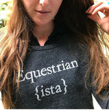Laura Kay wearing the Equestrian ista Sweatshirt on a cool schooling day