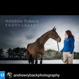 Andrew Ryback Photography shoot with rider wearing Equestrianista Collection sweater.