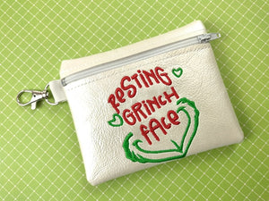 ITH Digital Embroidery Pattern For Resting Meanone Face 4.8X3.9 Zipper Pouch, 5X7 Hoop