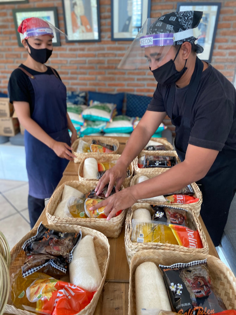 Packing food donations