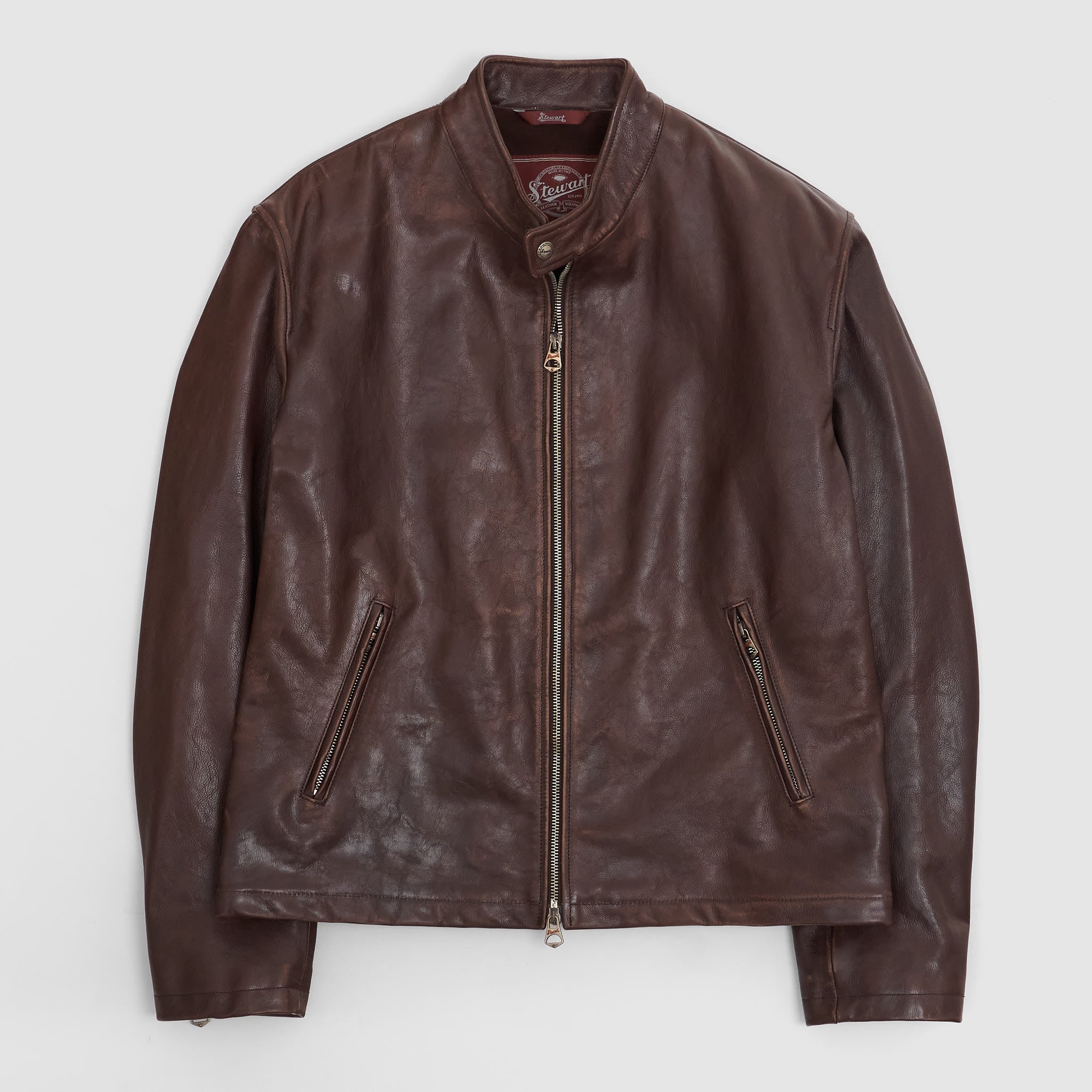 Stewart Cafe Racer Leather Jacket - DeeCee style