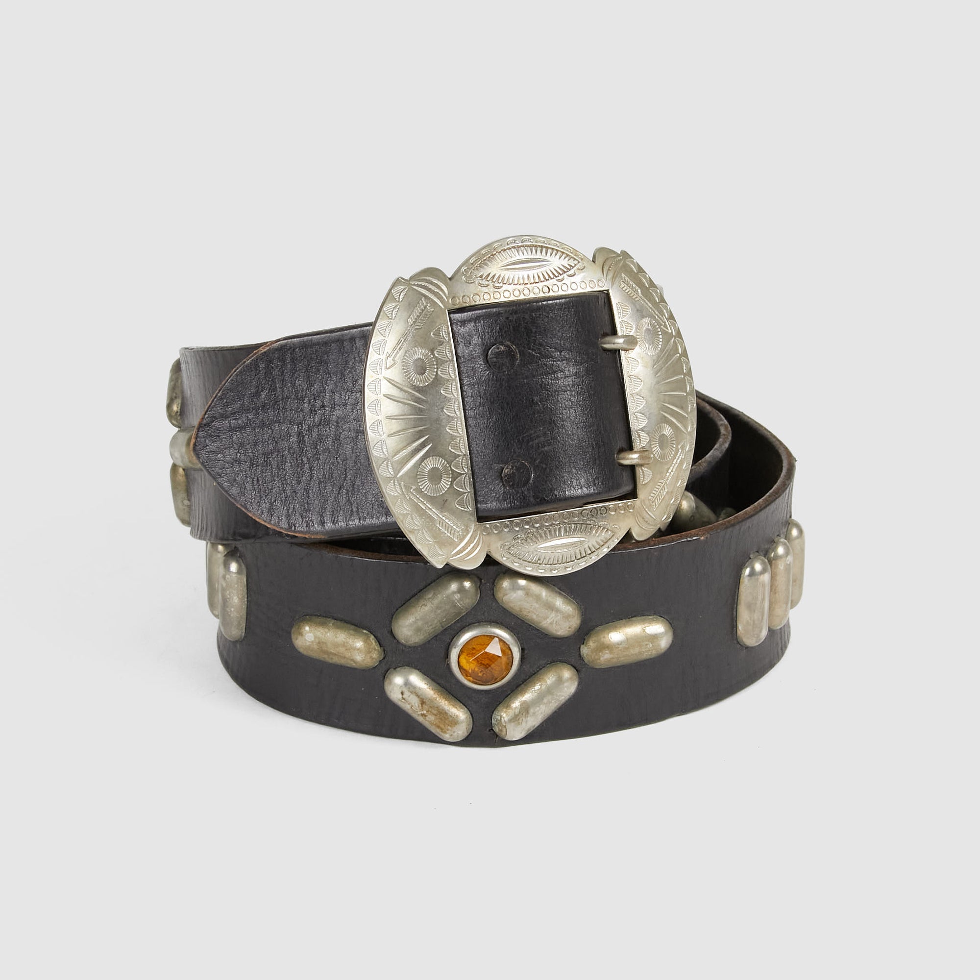 HTC Antique Leather Belt with Studs - Zürich