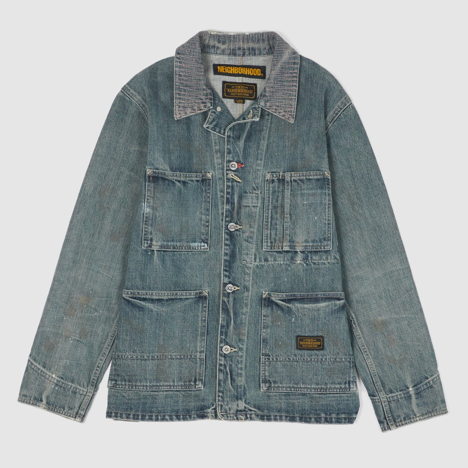 Neighborhood Distressed Storm Rider Denim Jacket - DeeCee style