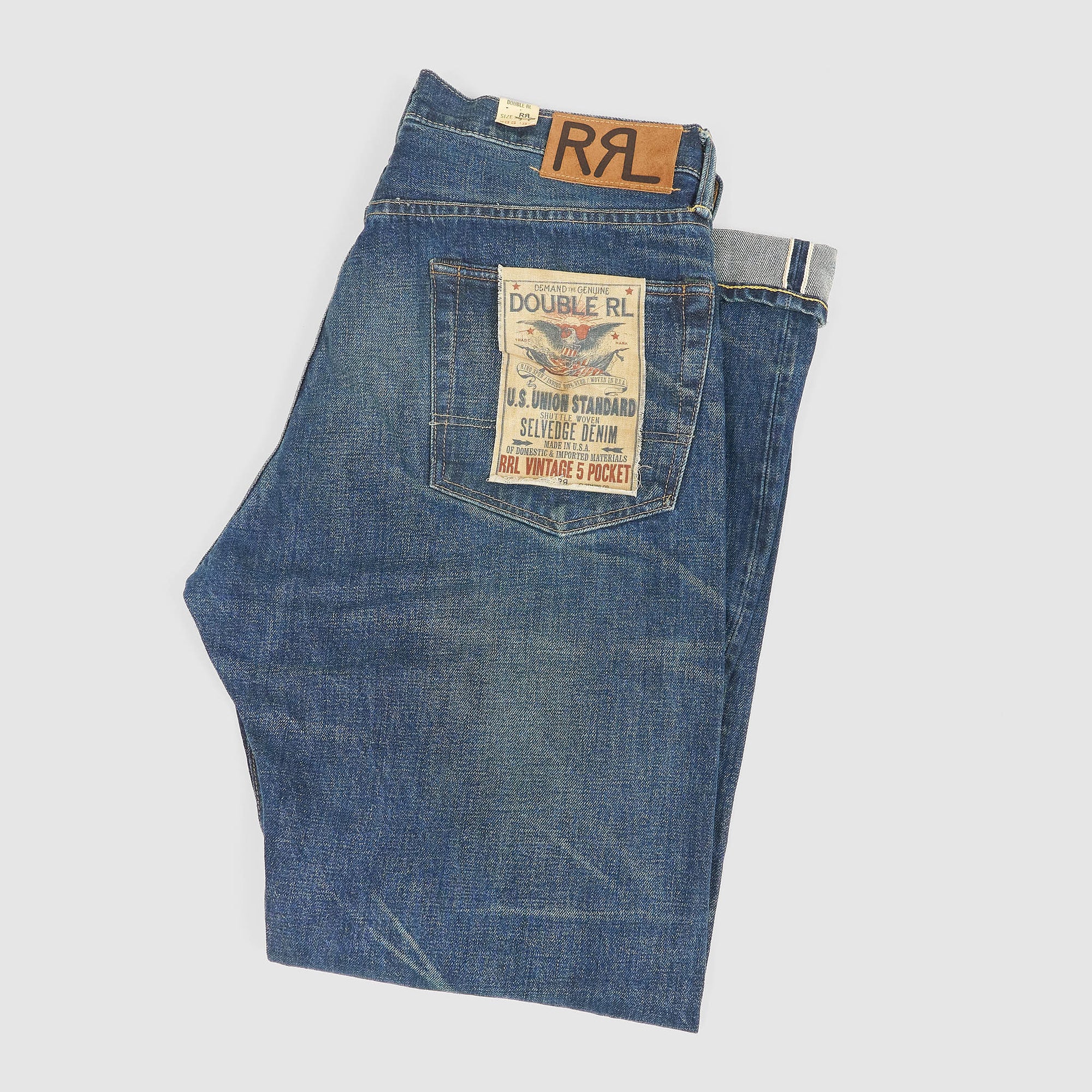 Double RL East West 5-Pocket Denim Slim Selvage Jeans - DeeCee style