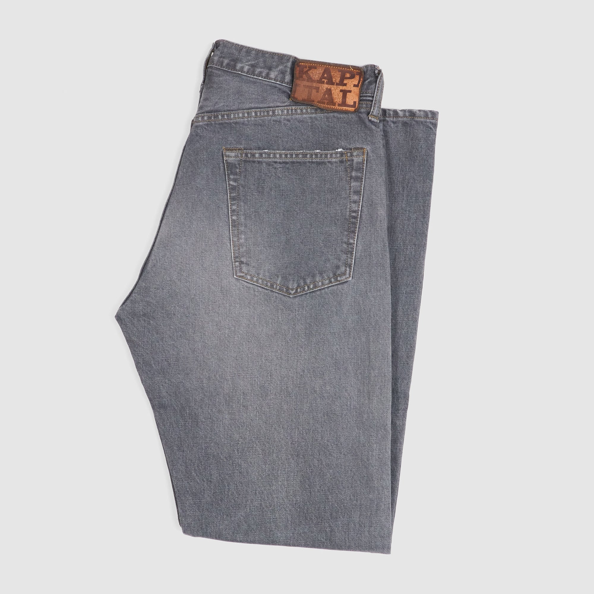 Kapital 5-Pocket Black Hard Washed Denim Jeans - DeeCee style
