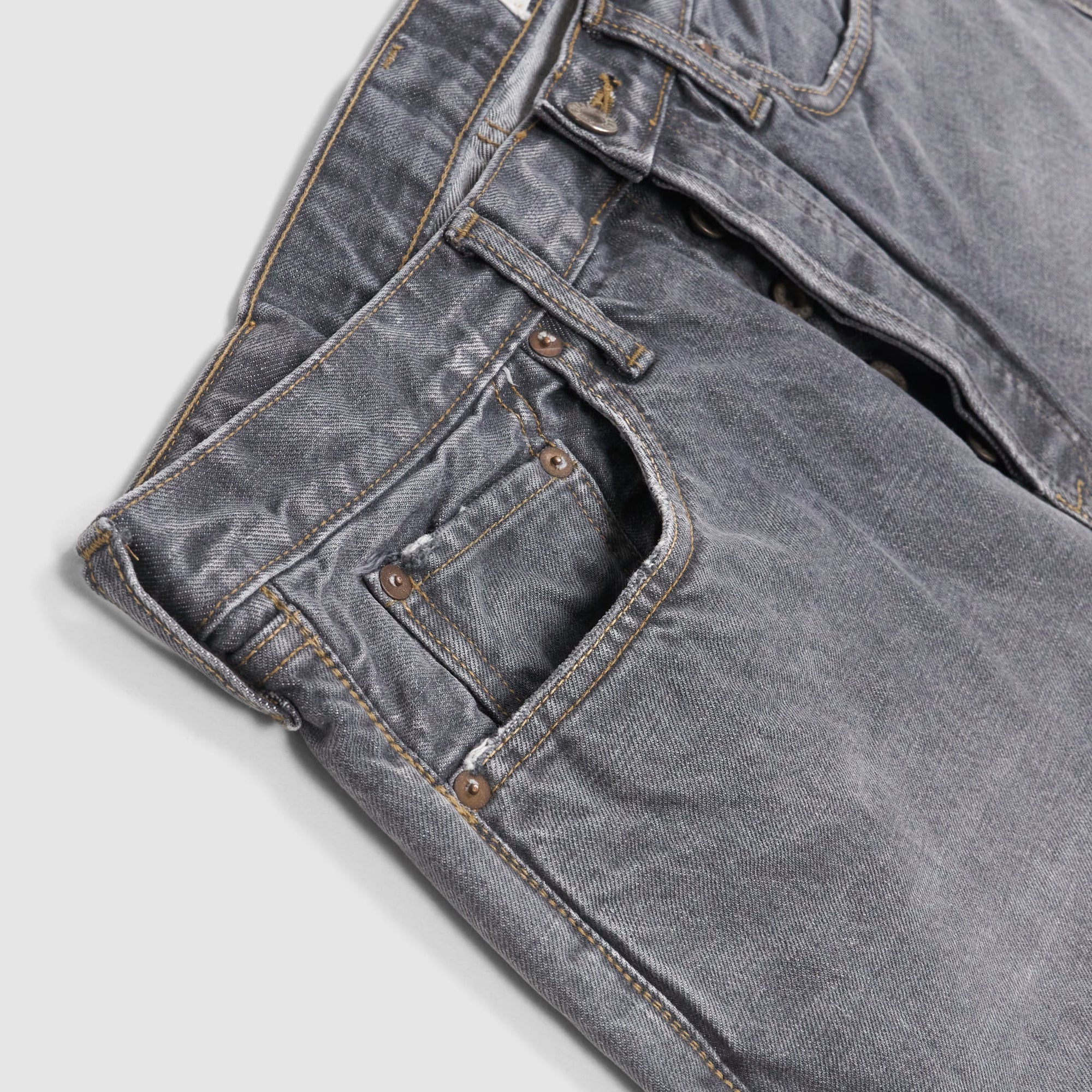 Kapital 5-Pocket Black Hard Washed Denim Jeans - DeeCee style