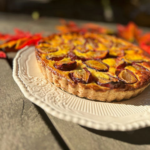 Cannabis-Infused Plum Custard Tart