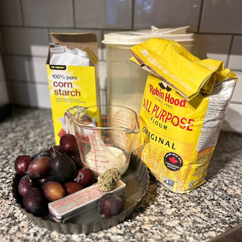 Ingredients for Cannabis-Infused Plum Custard Tart Recipe