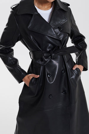 Claudia Leather Trench Black