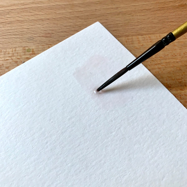 Close up of brush adding clean water to paper