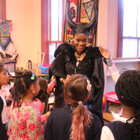 Netia, dressed here as Maleficent, inspired students to explore STEM through 3D Printing and Chocolate. [October 2019]