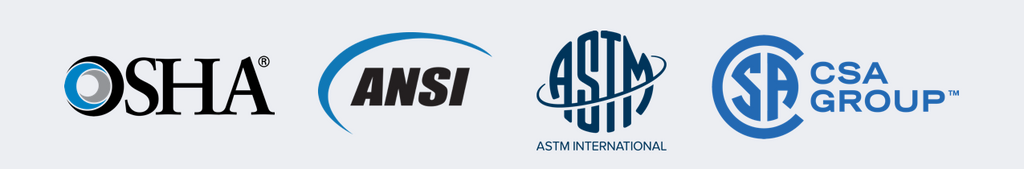 OSHA, ANSI, ASTM, CSA Group logos