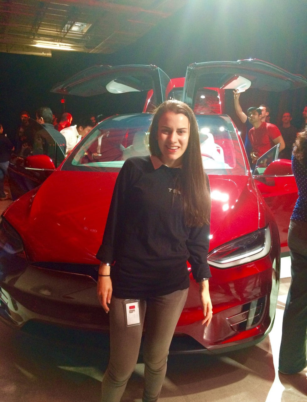 Raquel Schreiber at the Tesla Model X launch in 2015