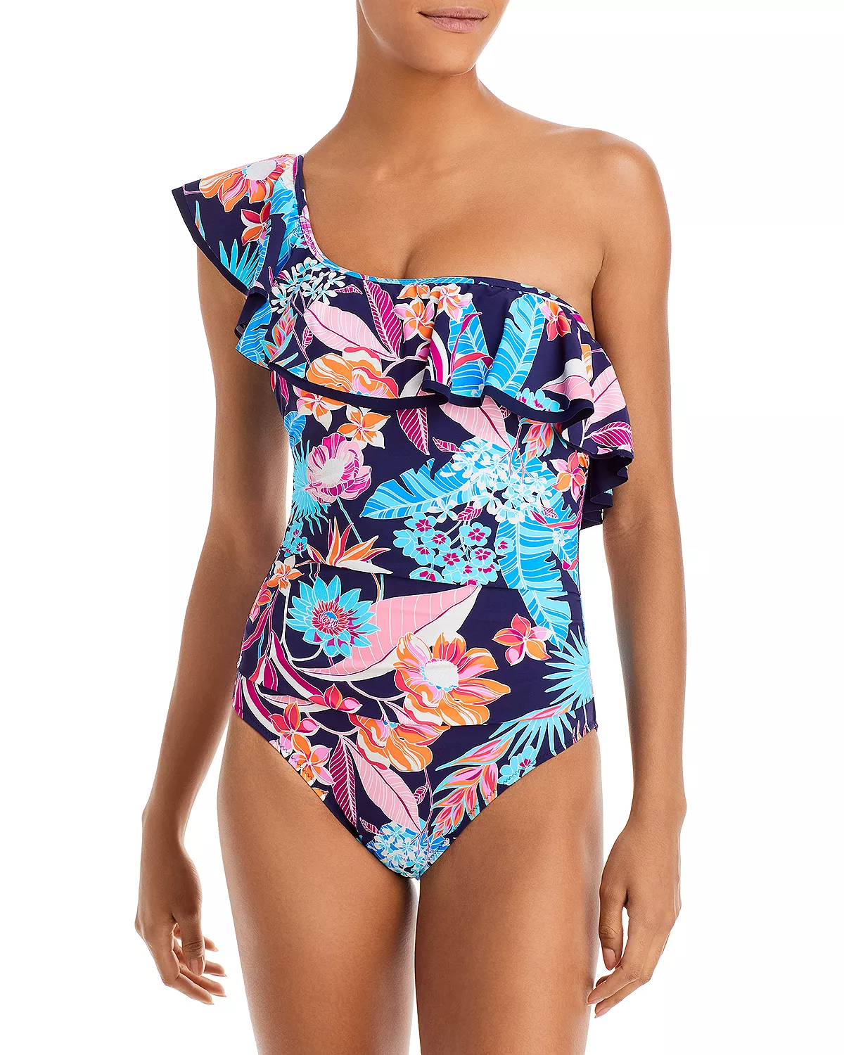 Rectangle Body Type Ruffled Top Swimsuit