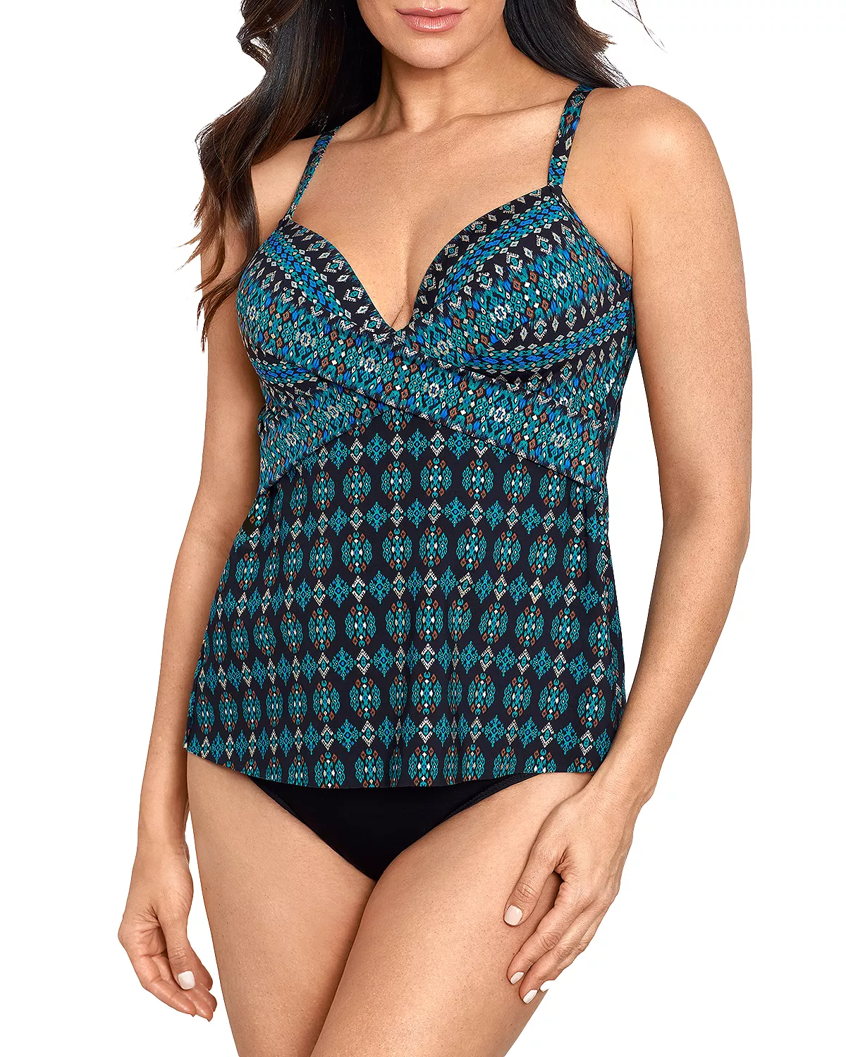 Teardrop Body Type Printed Top Swimsuit