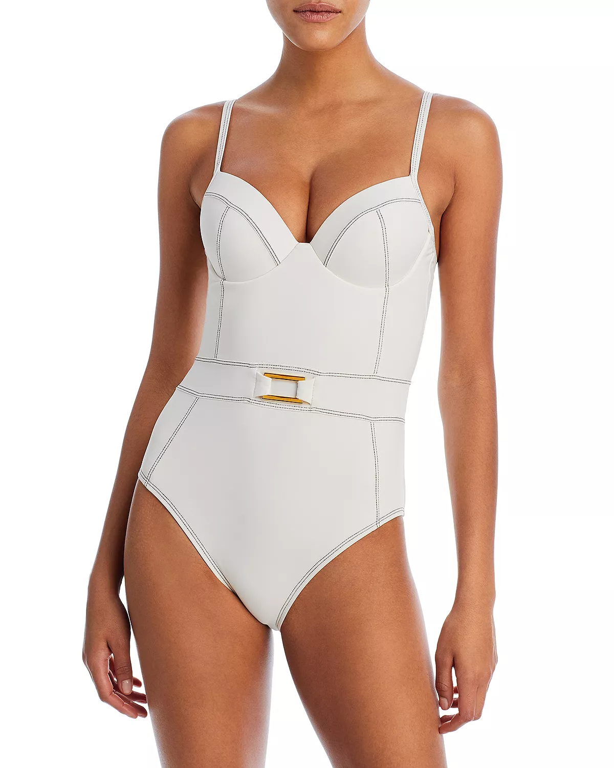 Rectangle Body Type Belt or Waist Detail Swimsuit