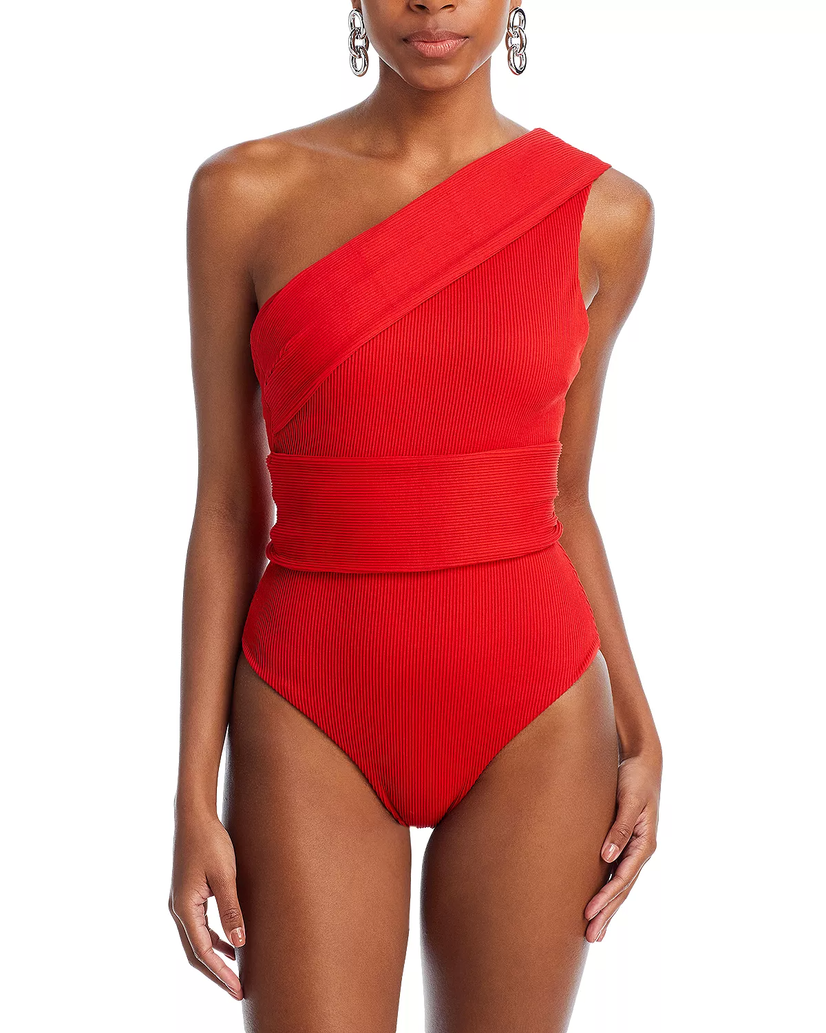 Teardrop Body Type Asymmetricel Neckline Swimsuit