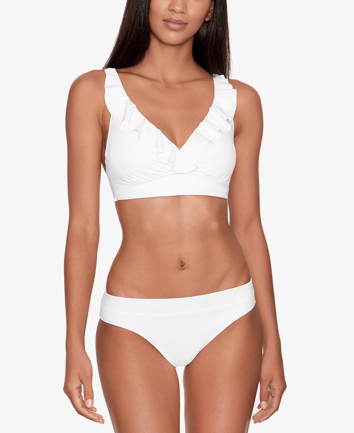 Rectangle Body Type Ruffled Top Swimsuit