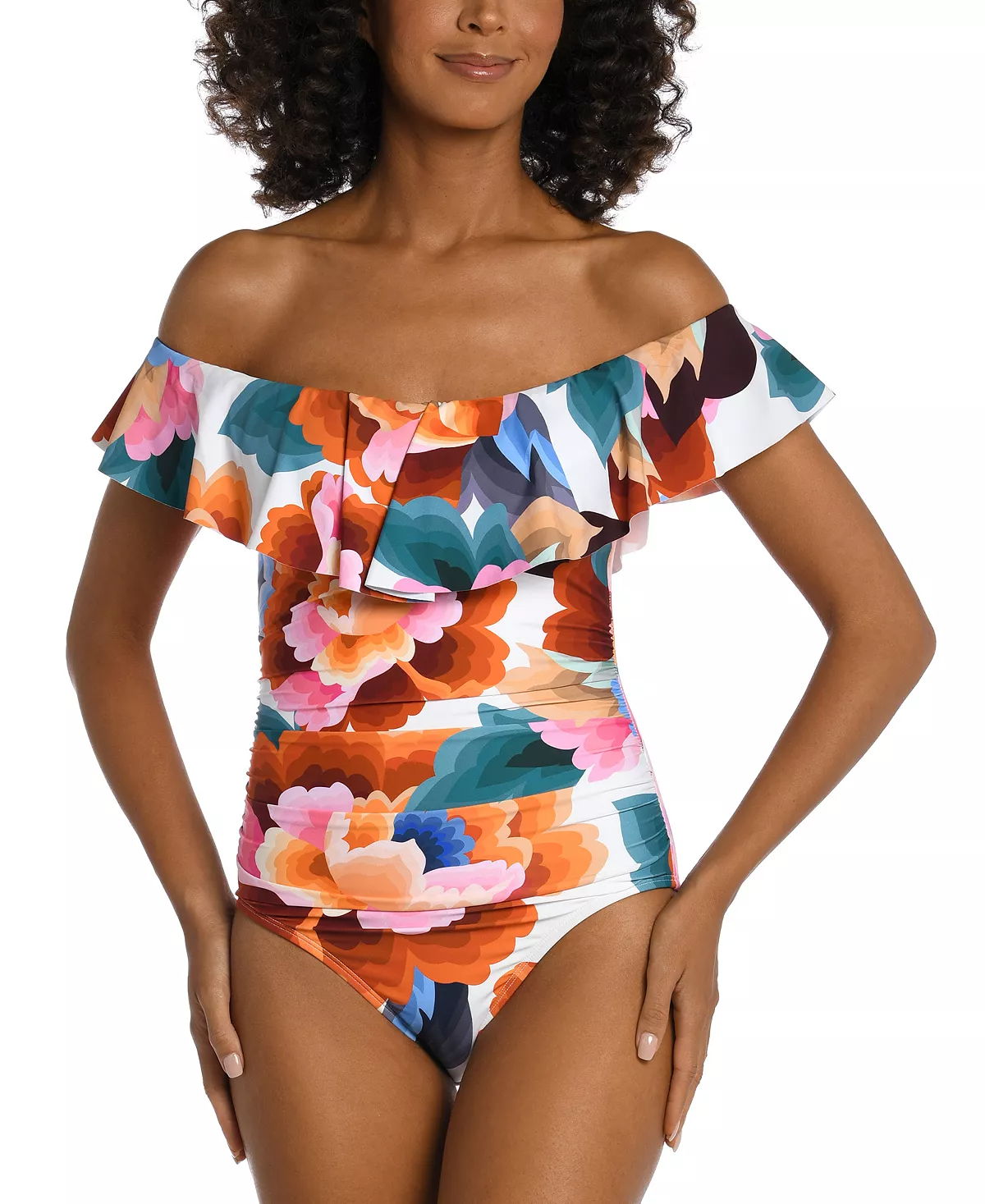 Hourglass Body Type Off Shoulder Top Swimsuit