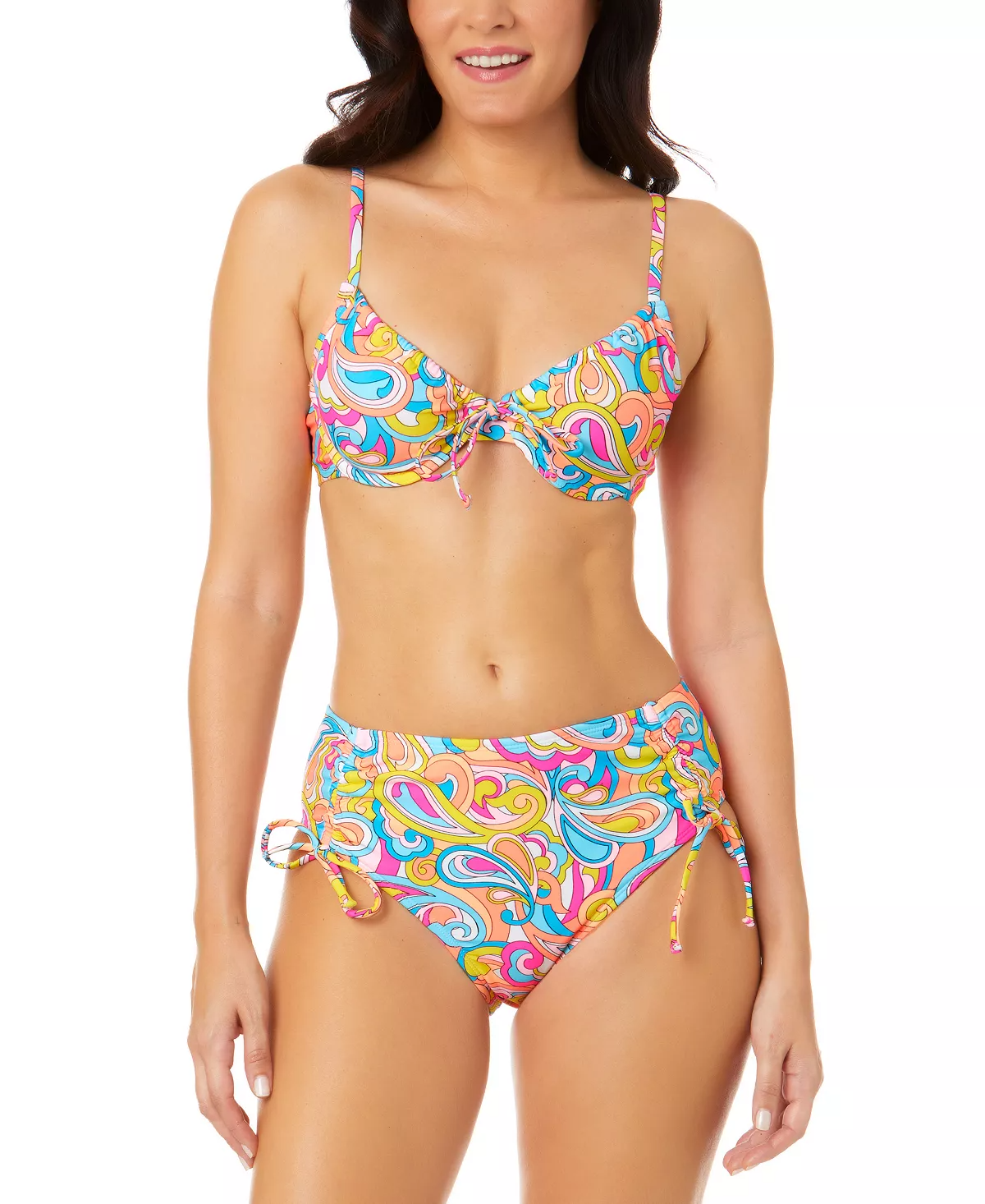 Hourglass Body Type Tie Front or Tie Side Bottom Swimsuit