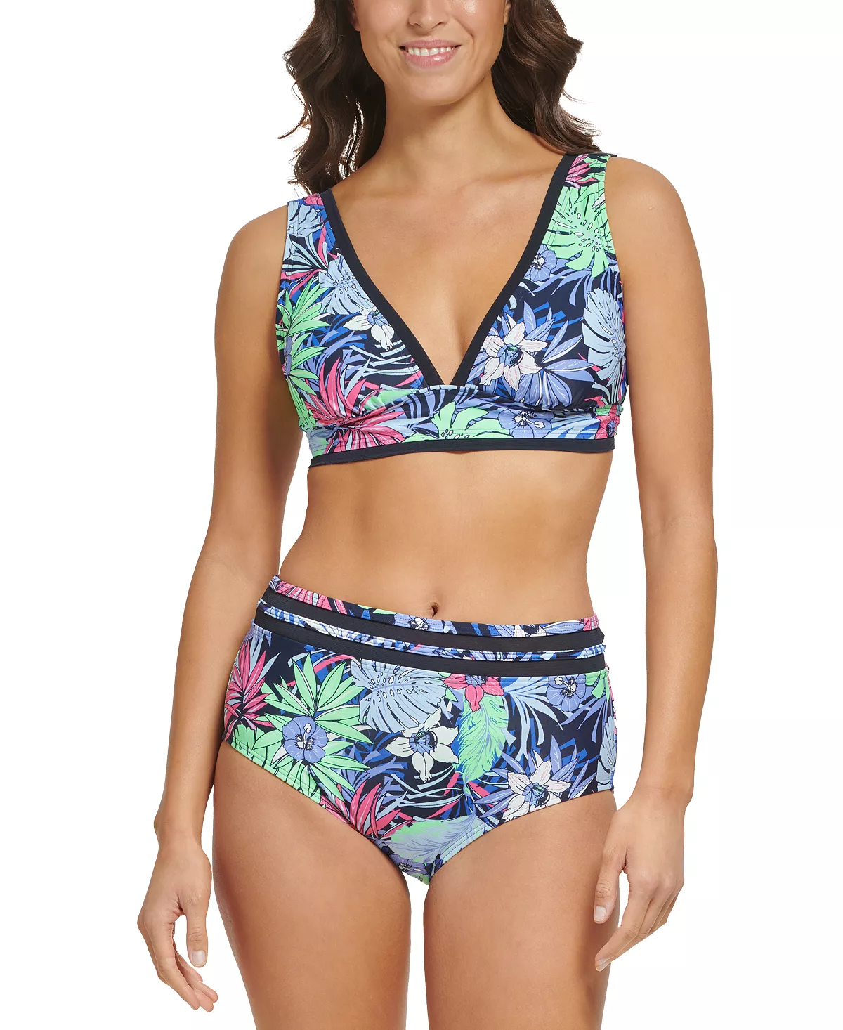 Rectangle Body Type High Waisted Top Swimsuit