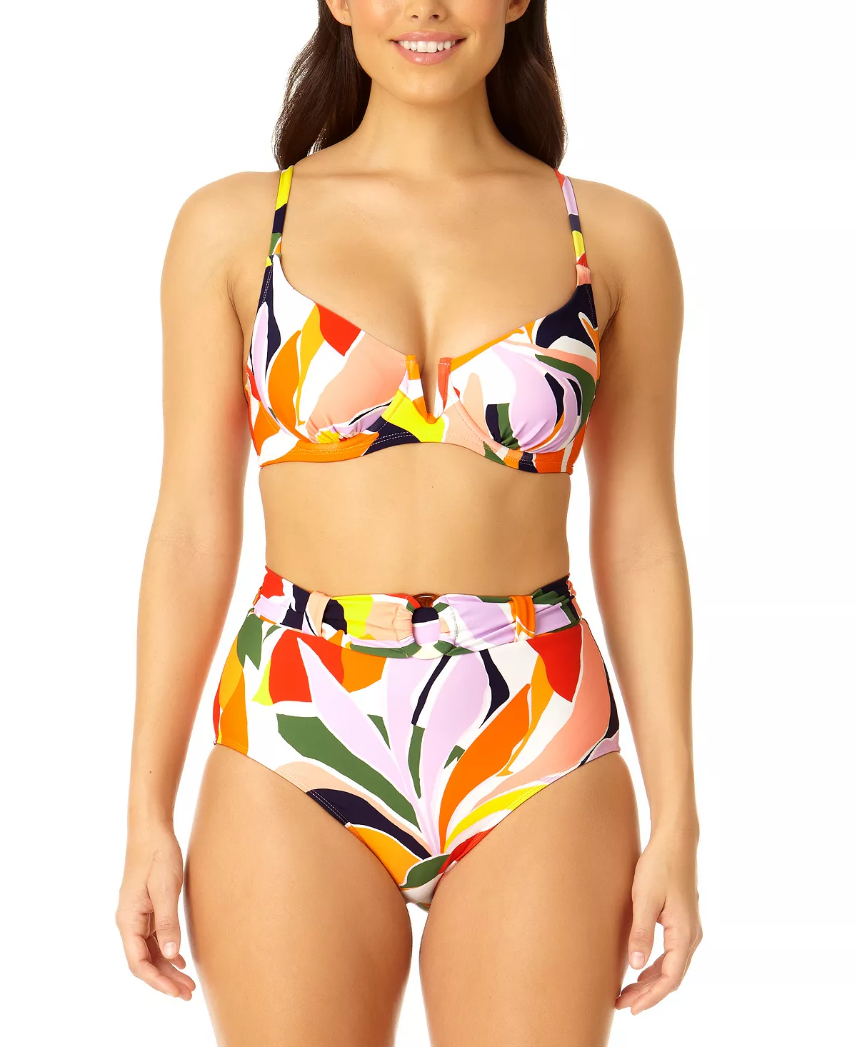 Rectangle Body Type High Waisted Top Swimsuit