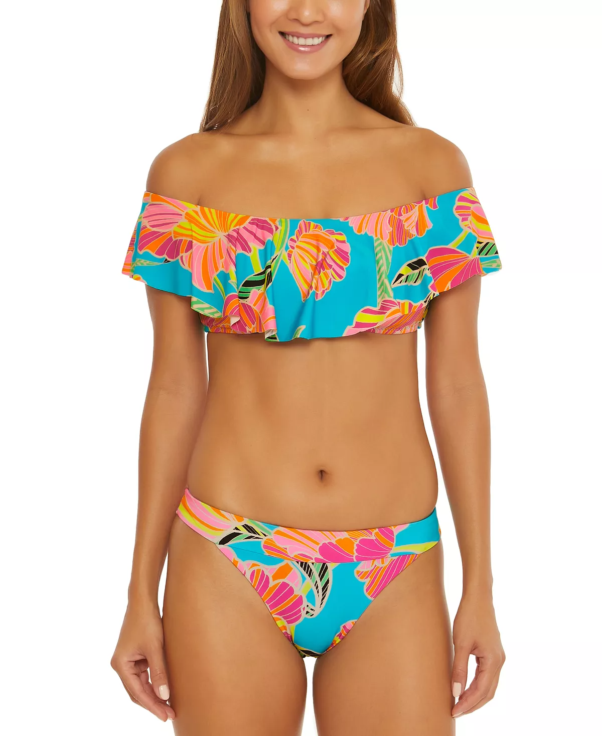 Hourglass Body Type Off Shoulder Top Swimsuit