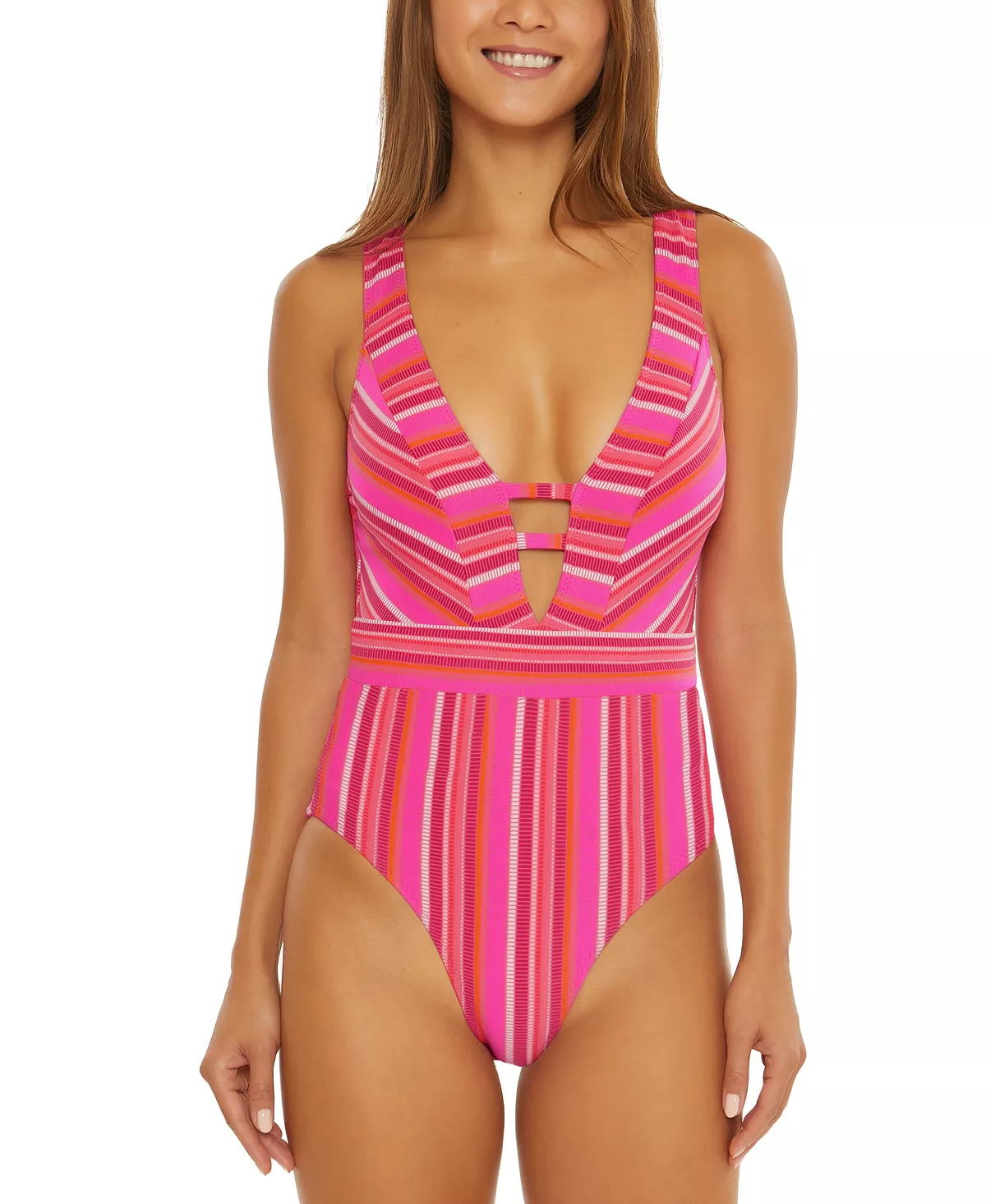 Triangle Body Type Bold Colours and Vertical Lines Swimsuit