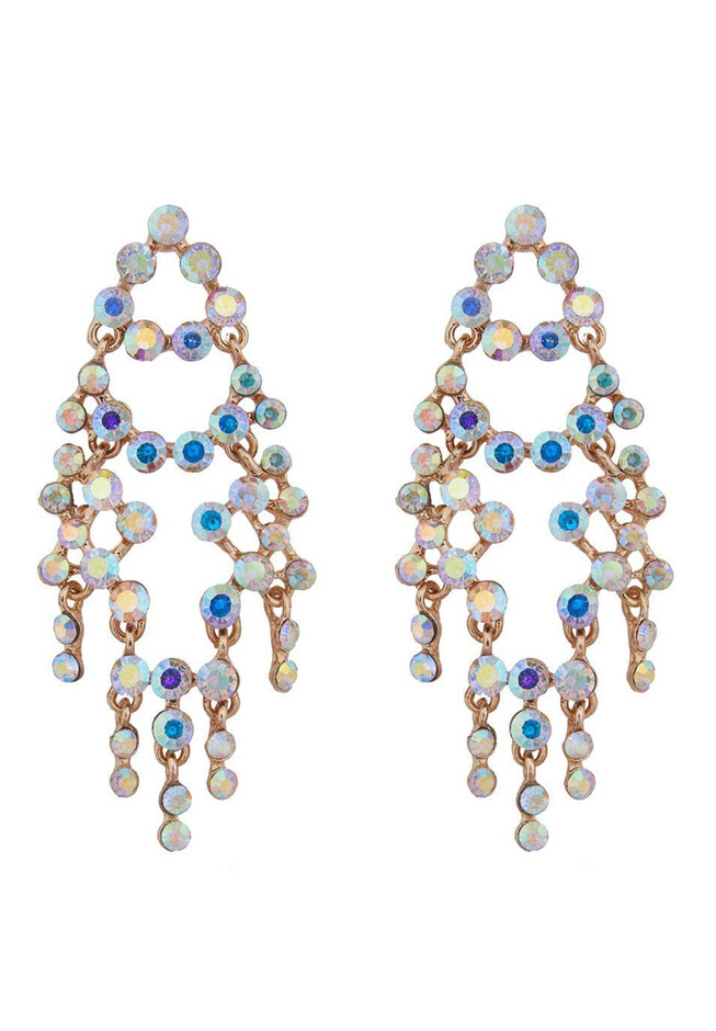 Circle Gem Chandelier Earrings