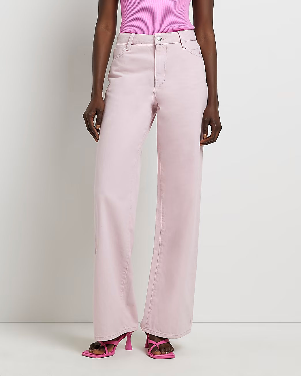 PINK HIGH WAIST WIDE LEG JEANS