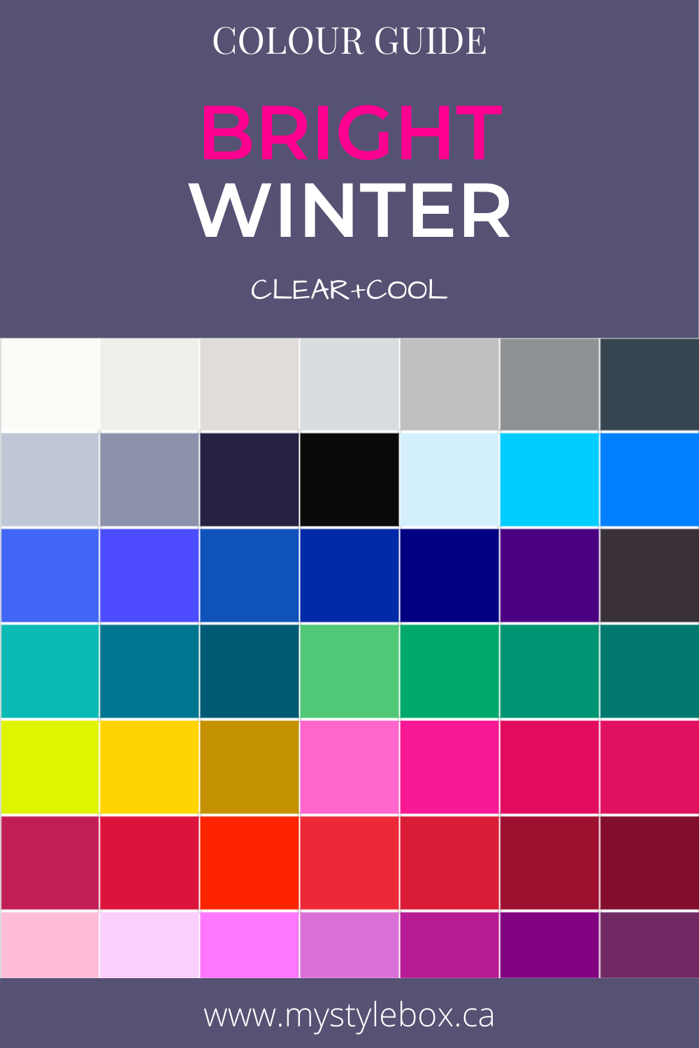 Bright Winter Seasonal Color Guide