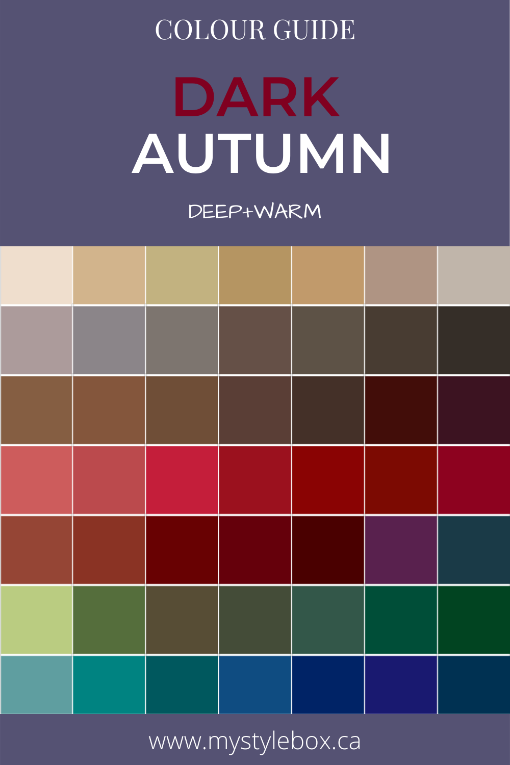 DARK AUTUMN SEASONAL COLOR GUIDE