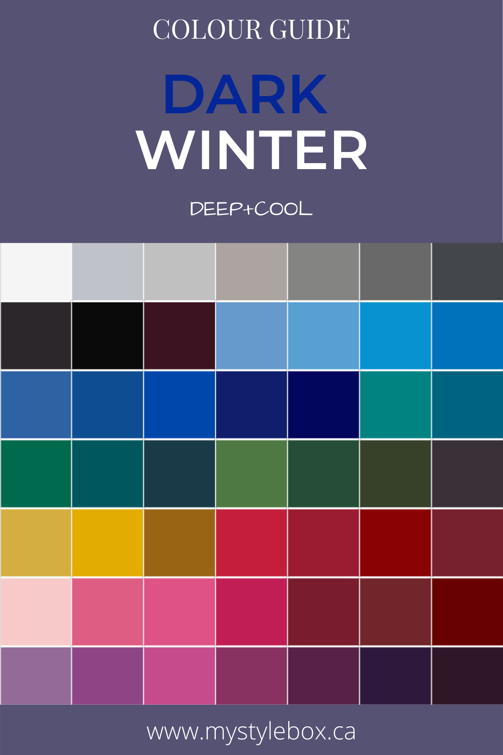 DARK WINTER SEASONAL COLOR GUIDE