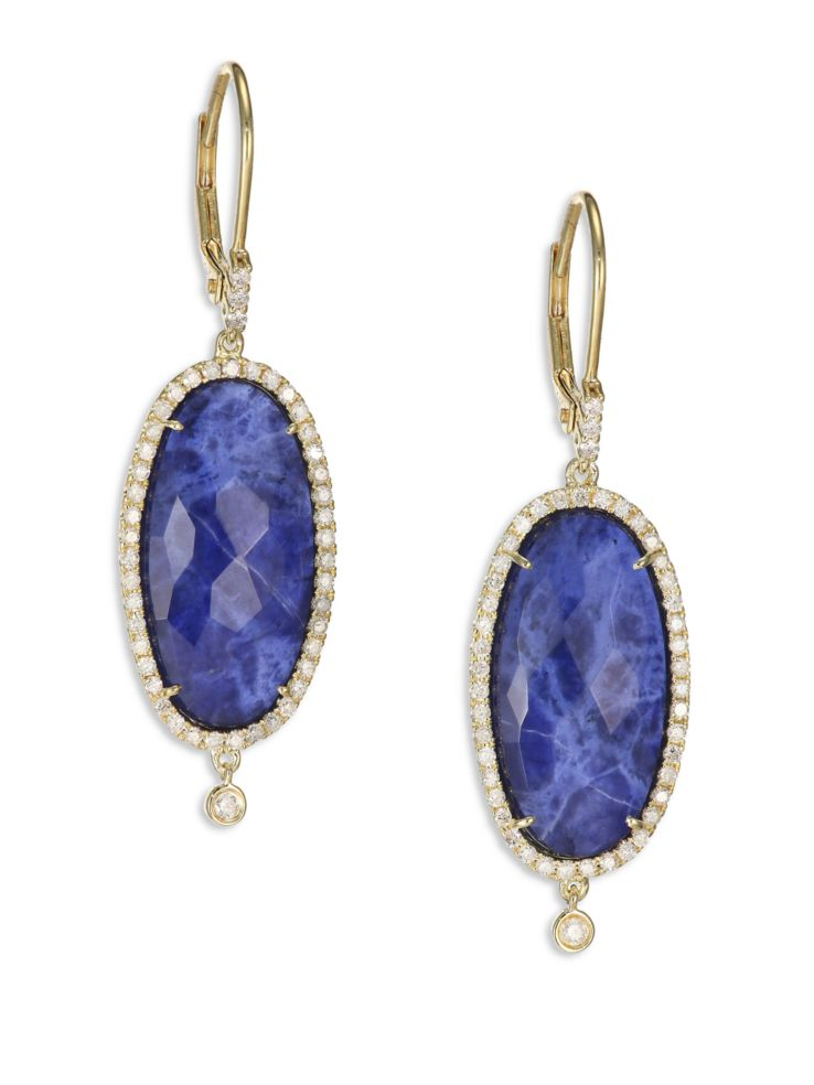 Oval Gemstone Drop Earrings