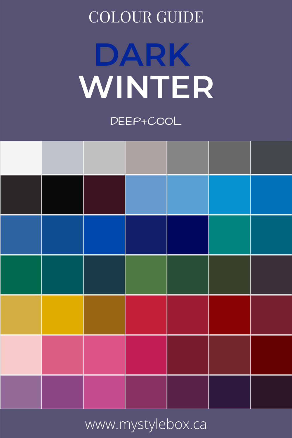 Dark (Deep) Winter Seasonal Color Guide