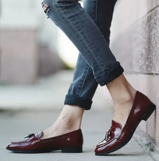 Burgundy flat loafers