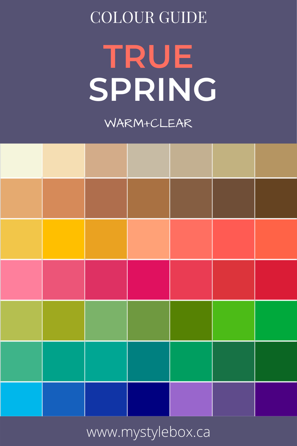 True (Warm) Spring Seasonal Color Guide