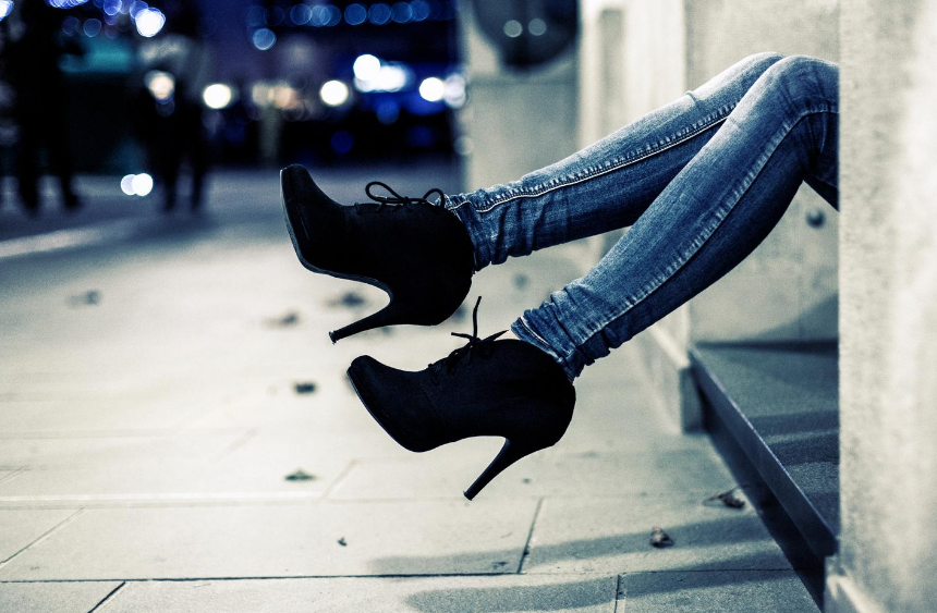 Black suede high heel booties