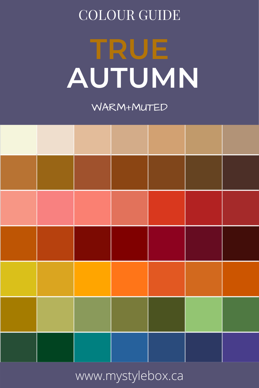 TRUE AUTUMN SEASONAL COLOR GUIDE