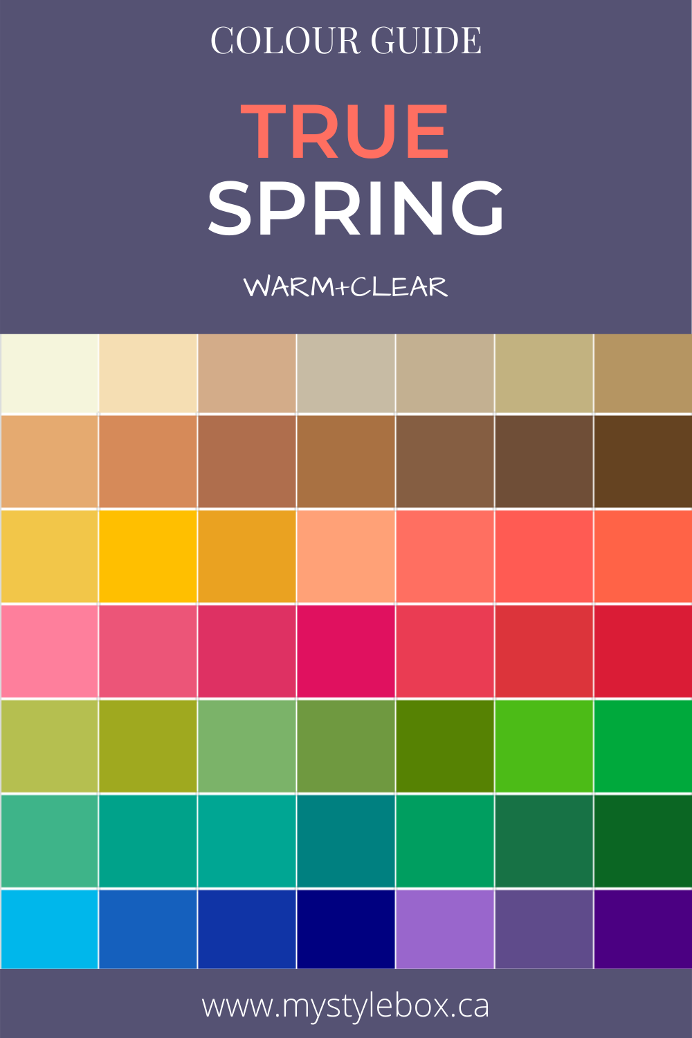 TRUE SPRING SEASONAL COLOR GUIDE