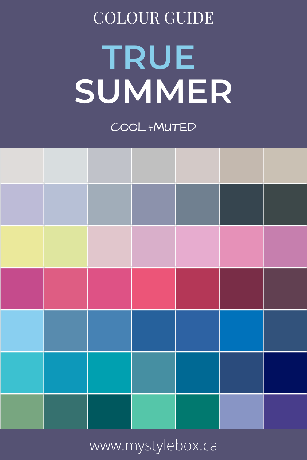 True (Cool) Summer Seasonal Color Guide