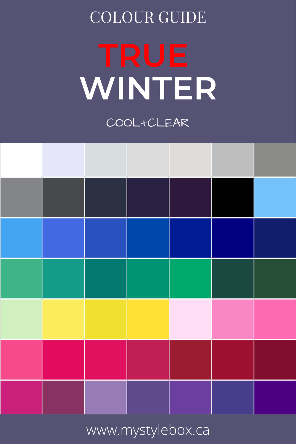 TRUE WINTER SEASONAL COLOR GUIDE