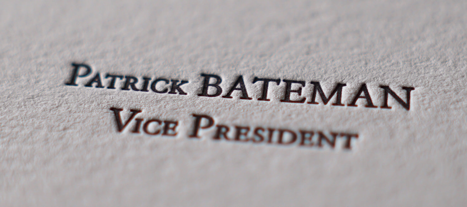 The Patrick Bateman card featuring Garamond